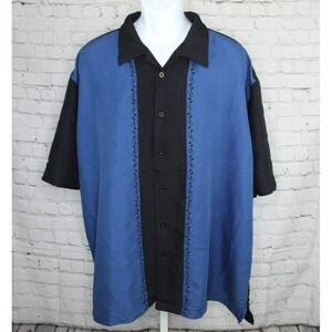 Havanera Co Shirt Mens 3XLT Embroidered Button Down Bowling Music Note Blue